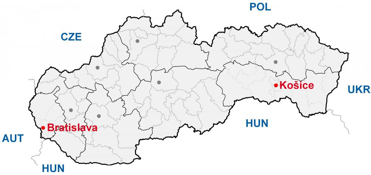 карта на kosice Словачка