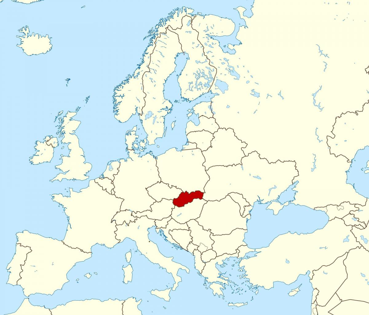 карта на Словачка мапата европа