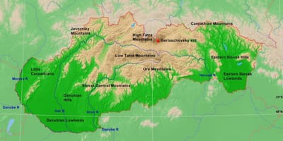 Карта на Словачка планините
