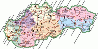 Словачка туристички атракции на мапата