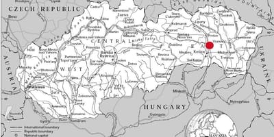 Карта на источна Словачка