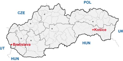 Карта на kosice Словачка