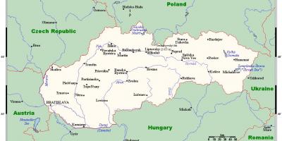 Карта на Словачка со градови