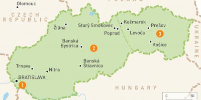 Карта на Словачка региони